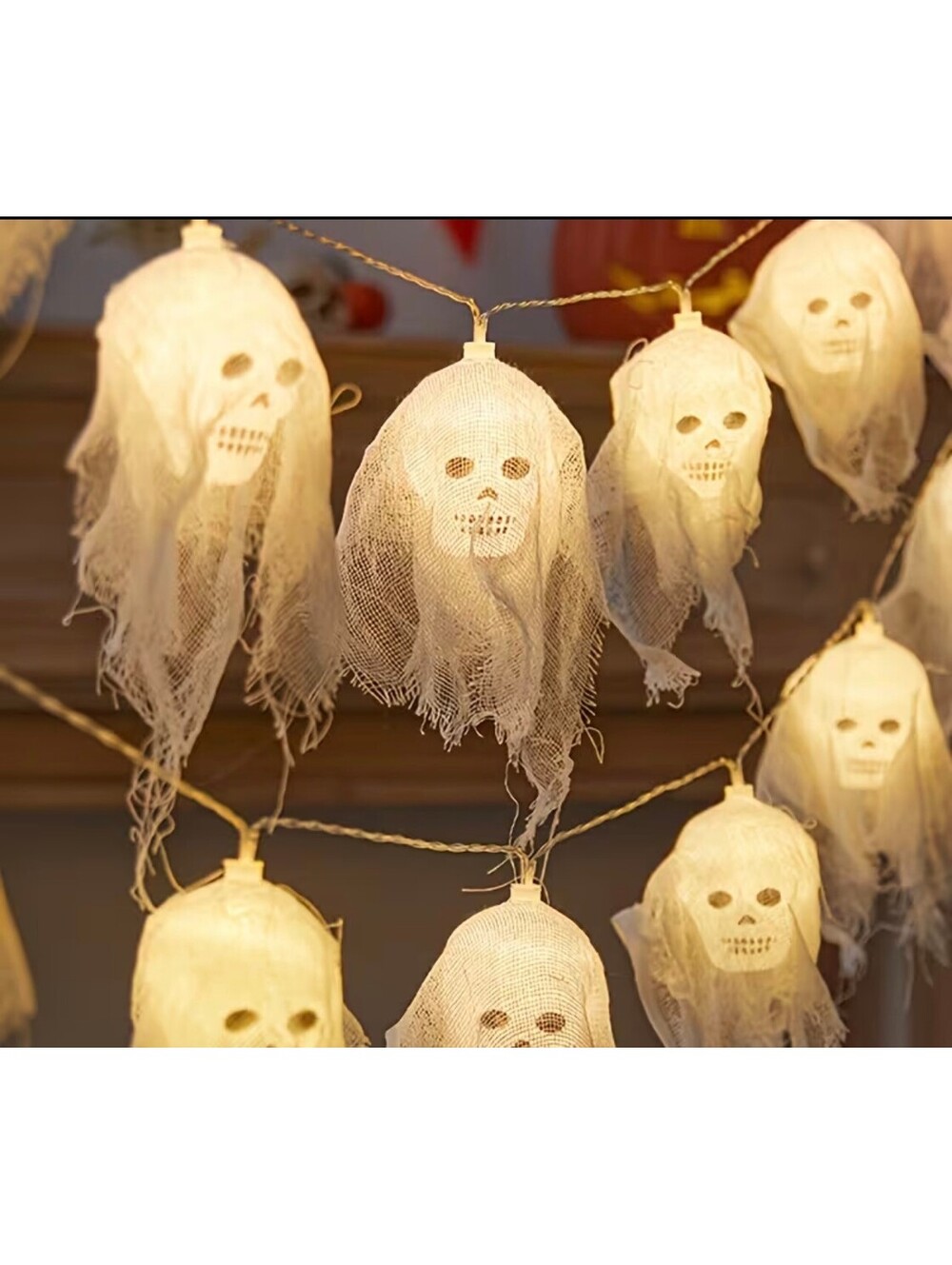 Battery Operated Skeleton Lights, Halloween Skull String Lights with 10 Led,